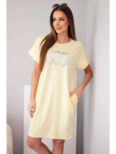 Дамска вискозна рокля с къс ръкав и щампа