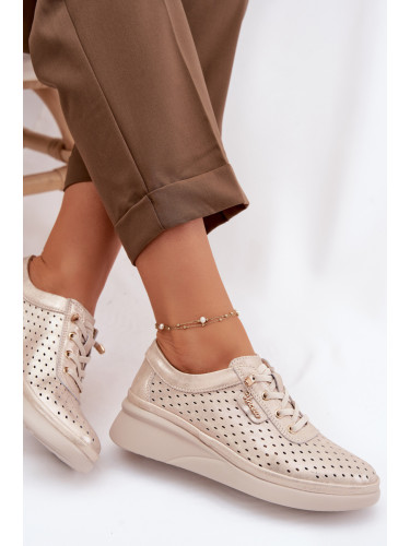 Дамски кожени мокасини с отворен модел Vinceza