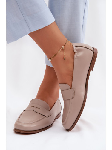 Дамски кожени мокасини Vinceza, бежови