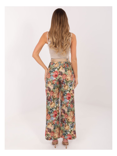 Зелени елегантни панталони с флорален мотив