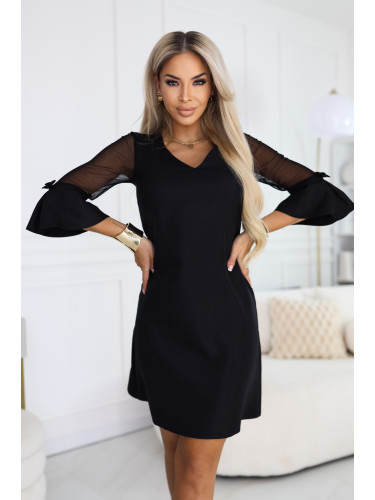 Черна коктейлна рокля с брокат