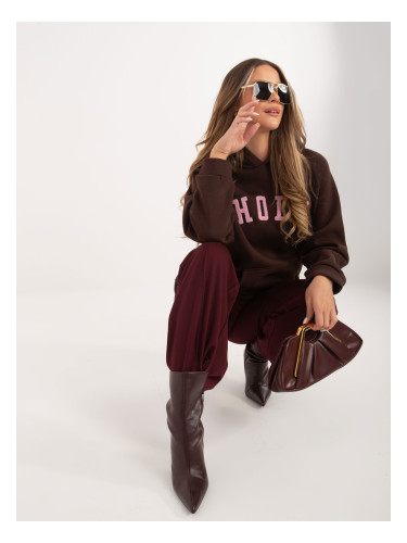 Дамски кафяв суитшърт с надпис