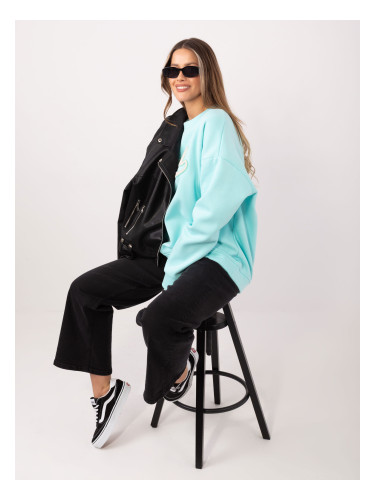 Дамски суитшърт с овърсайз цвят на мента