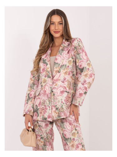 Едноредно сако с щампа, тъмно розово