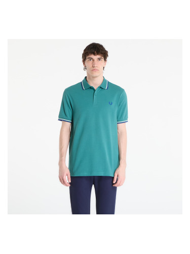 Тениска FRED PERRY Twin Tipped Fred Perry Shirt Deep Mint/ Snow White/ Soho Eclipse L