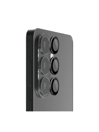 Стъклен протектор с метални рингове за задна камера MBX за Samsung Galaxy S26, Черен