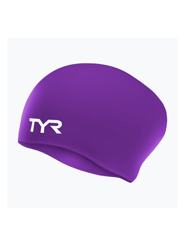 Шапка за плуване TYR Long Hair Wrinkle Free Silicone purple