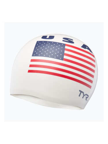 Шапка за плуване TYR USA Silicone white