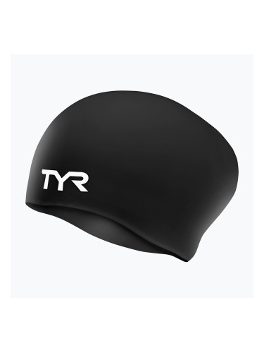 Детска шапка за плуване TYR Long Hair Wrinkle Free Silicone black
