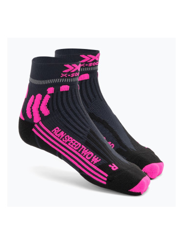 Дамски чорапи за бягане X-Socks Run Speed Two 4.0 dolomite grey/neon flamingo