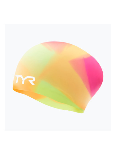 Шапка за плуване TYR Tiedye Long Hair Multicolour Jr yellow/pink/orange