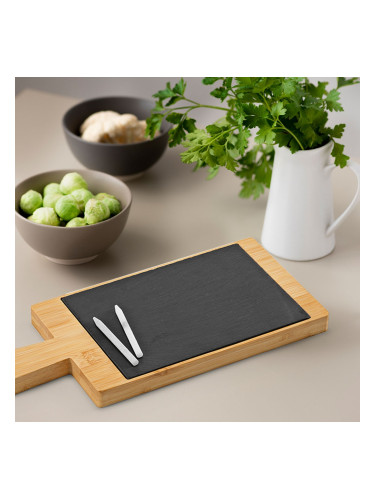 Дъска от бамбук и шист Claudel с дръжка и тебешири