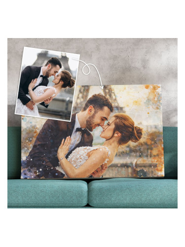 Карикатура от снимка върху канава