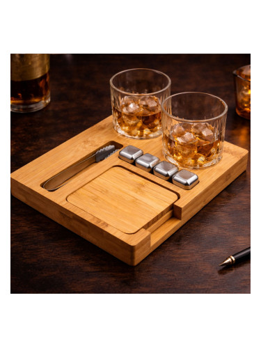 Луксозен комплект за уиски с чаши и камъни