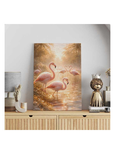 Картина от канава - Розови фламинго