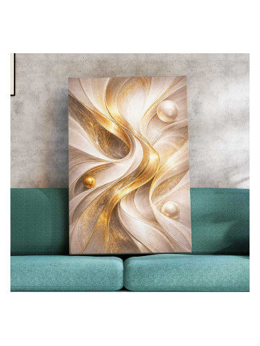 Абстрактна картина от канава - Златни линии