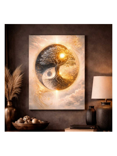 Картина от канава - Дървото на живота със златен баланс