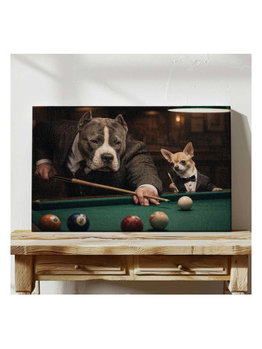 Картина от канава - Кучета играят билярд