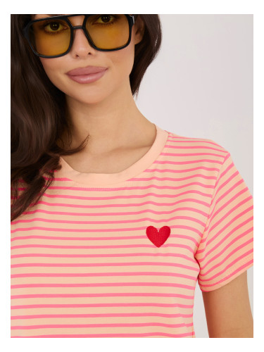 Дамска тениска в прасковено-розови райета