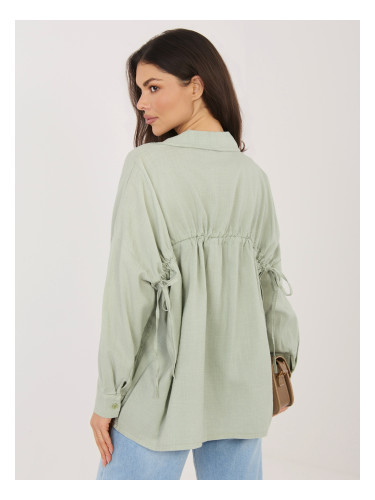 Лятна риза в цвят каки с връзки