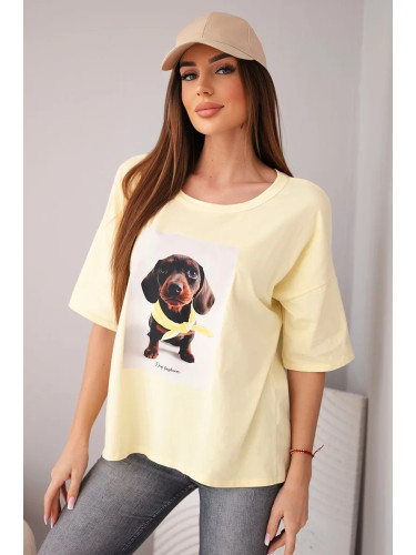 Дамска тениска с овърсайз принт „Dog Fashion“
