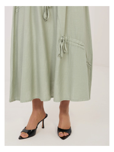 Дълга каки пола, смесена с лен