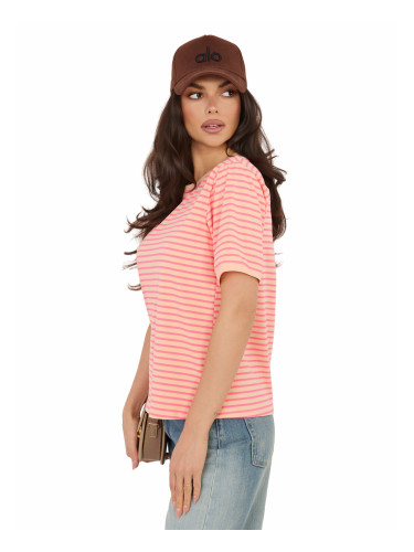 Оувърсайз раирана тениска, флуоресцентно оранжево