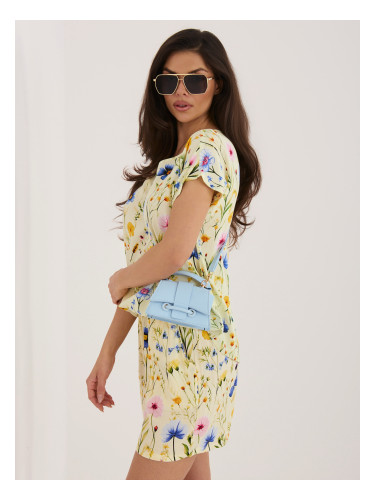 Ярко жълта блуза с флорални мотиви