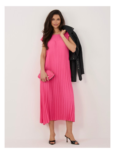 Тъмно розова рокля-риза с джобове