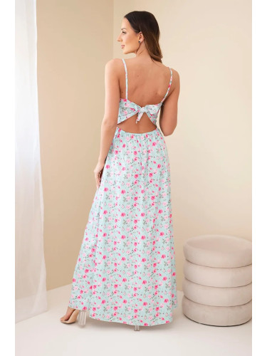 Дамска макси рокля с флорални мотиви и презрамки