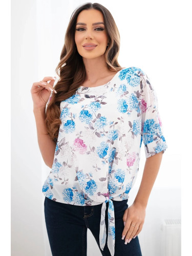 Блуза Кеси с флорален мотив и вратовръзка