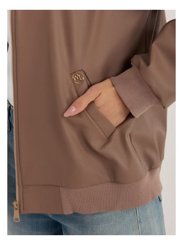 Дамско кожено яке, тъмнобежово