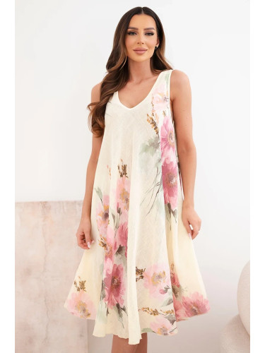 Дамска памучна миди рокля Kesi с къс ръкав