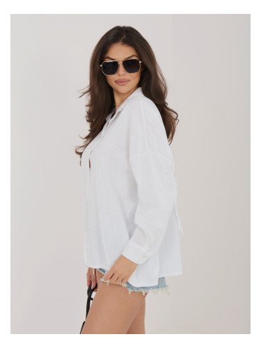 Лятна риза от екрю ленен плат