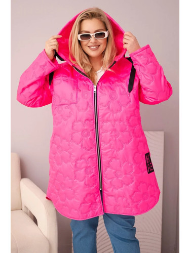 Ватирано яке Kesi Włoski Plus Size с качулка, неоново