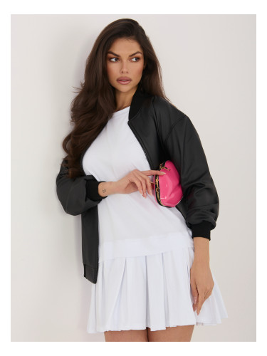 Черно дамско кожено яке