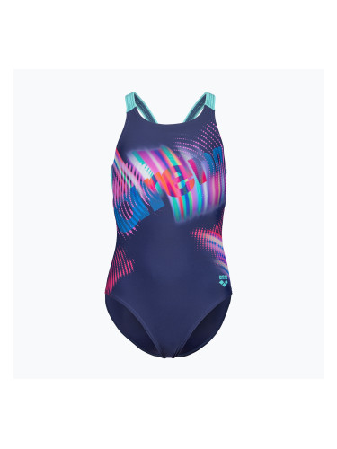 Детски цял бански костюм arena Lit Logo V Back L navy/water