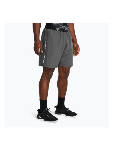 Мъжки шорти за тренировка Under Armour Woven Wordmark castlerock/white
