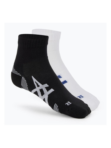 ASICS Cushion Run Quarter 2 чифта черни/блестящо бели чорапи за бягане
