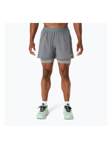 Мъжки шорти за бягане ASICS Road 2N1 5IN clay grey/steel grey/illuminate green