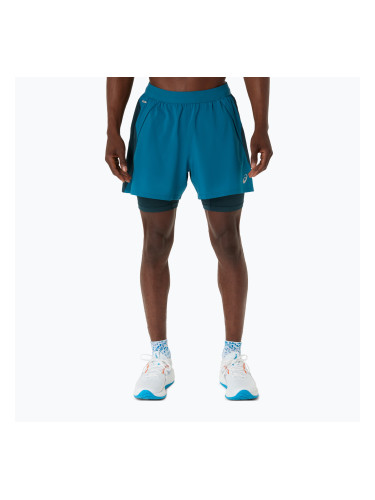 Мъжки шорти за бягане ASICS Road 2N1 5IN tranquil teal/dark teal/yamabuki