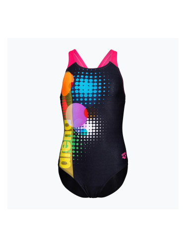 Детски цял бански костюм arena Dots Swim Pro Back black multi/black/shocking pink