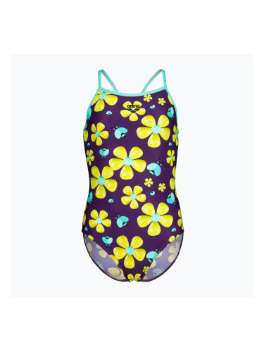Детски цял бански костюм arena Spring Lightdrop Back plum multi/water