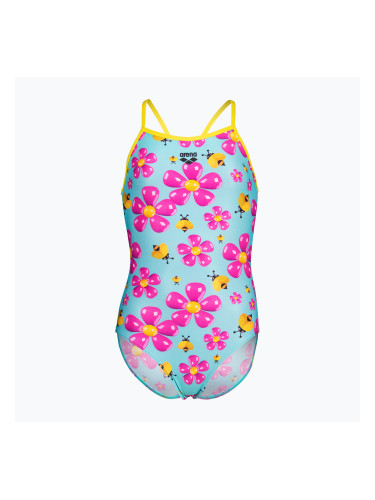 Детски цял бански костюм arena Spring Lightdrop Back water multi/yellow star