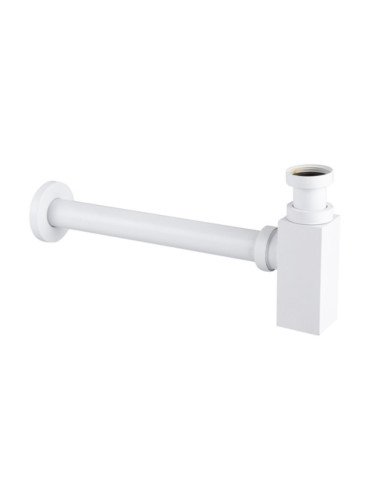 Квадратен месингов сифон за умивалник Balneo бял