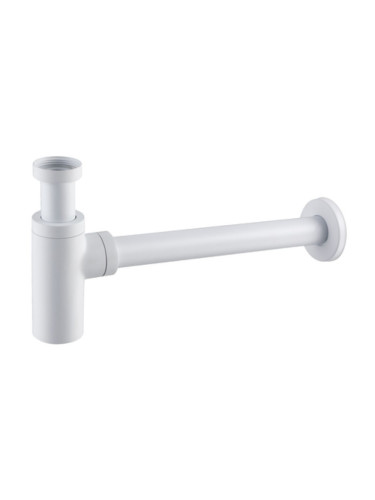 Кръгъл месингов сифон за мивка Balneo Бял