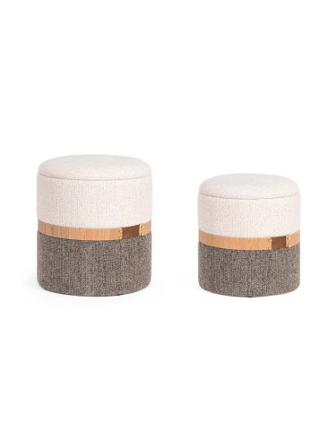 Комплект от два пуфа с място за съхранение TALYA SET2 WHITE-GREY
