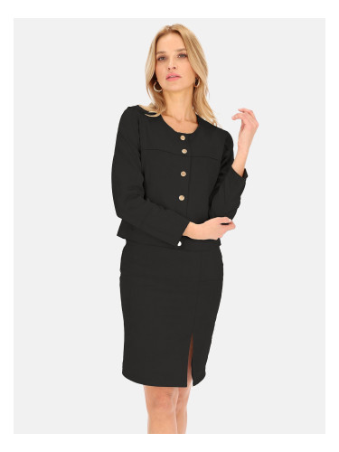 PERSO Woman's Women's short suede jacket with gold snap buttons