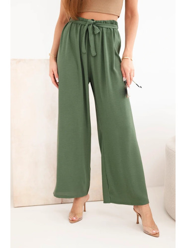 Панталон Kesi с връзки на талията, цвят каки