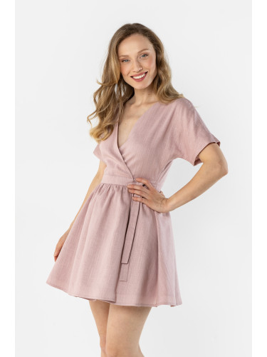 Мини рокля с прегъване от лен